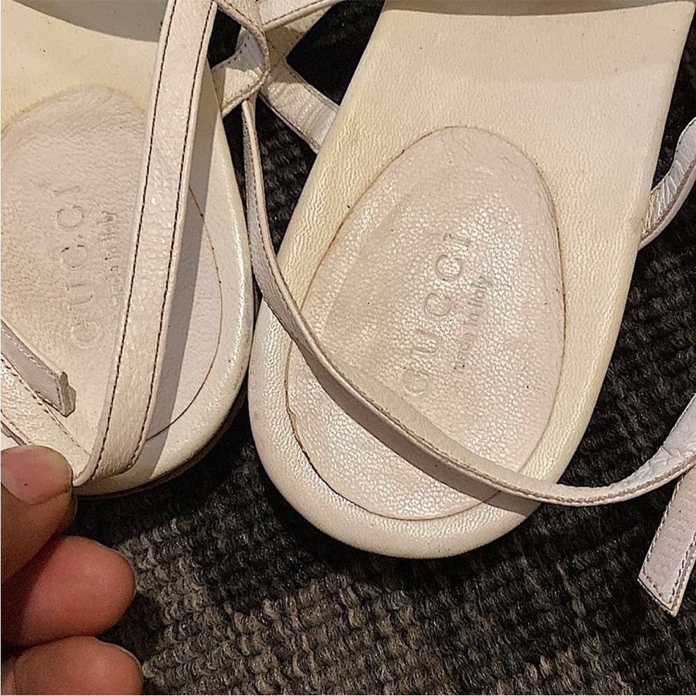 Gucci sandals classic green red Gold chain strip thong white sandals - Picture 6 of 8